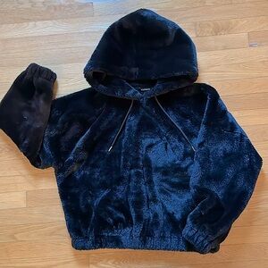Express Women’s Faux Fur Hoodie Size Small Black